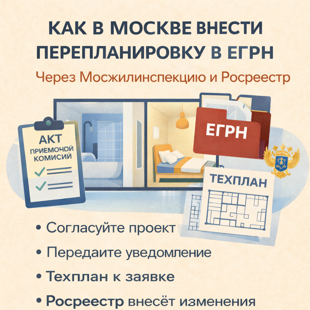 Как в Москве внести перепланировку в ЕГРН: через Мосжилинспекцию и Росреестр Как в Москве внести перепланировку в ЕГРН: через Мосжилинспекцию и Росреестр