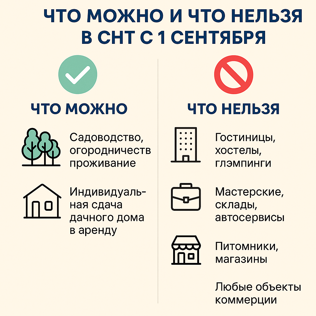 Запрет на коммерцию в СНТ с 1 сентября: что изменится и как это повлияет на рынок аренды Запрет на коммерцию в СНТ с 1 сентября: что изменится и как это повлияет на рынок аренды