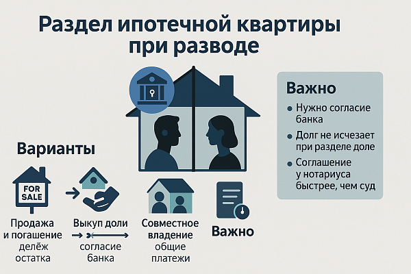 Как делить ипотечную квартиру при разводе — правила, варианты и соглашение с банком
