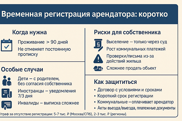 Чем опасна временная регистрация арендатора для собственника — риски, правила и как обезопаситься